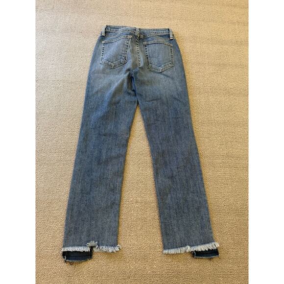 JUSTBLACK Female Light Dark Wash Denim Jeans Size 24 Raw Hem Straight Leg - Picture 2 of 16